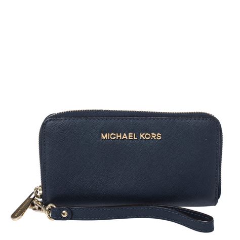 michael kors navy blue and white wallet|Michael Kors wristlet outlet.